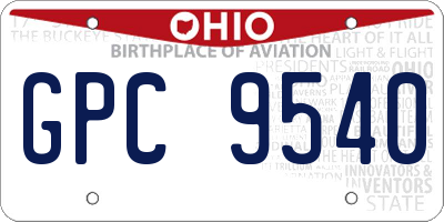 OH license plate GPC9540