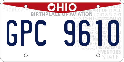 OH license plate GPC9610