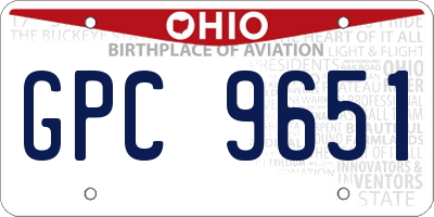 OH license plate GPC9651