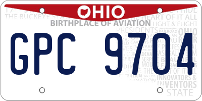OH license plate GPC9704