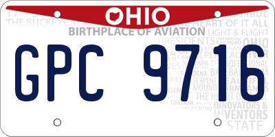 OH license plate GPC9716