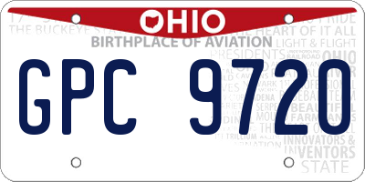 OH license plate GPC9720