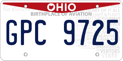 OH license plate GPC9725