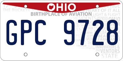 OH license plate GPC9728