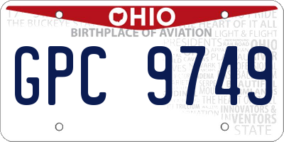 OH license plate GPC9749