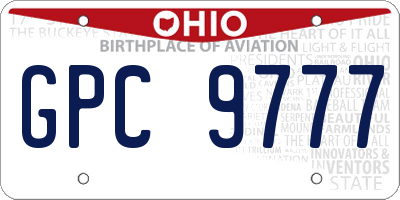OH license plate GPC9777