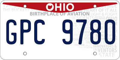 OH license plate GPC9780