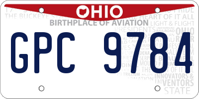 OH license plate GPC9784