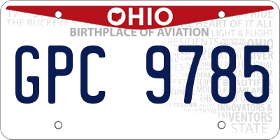 OH license plate GPC9785