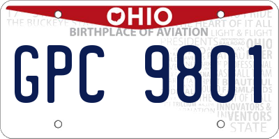 OH license plate GPC9801