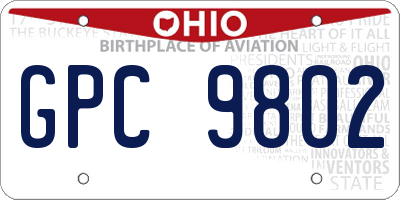 OH license plate GPC9802