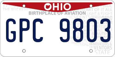 OH license plate GPC9803