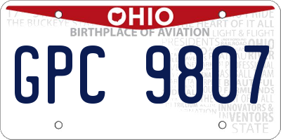 OH license plate GPC9807