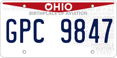 OH license plate GPC9847