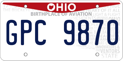 OH license plate GPC9870