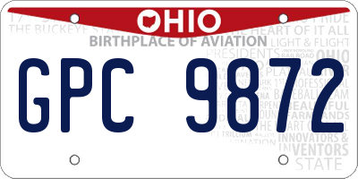 OH license plate GPC9872