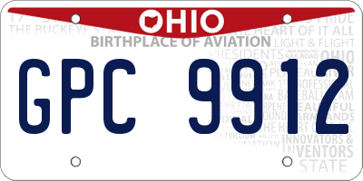 OH license plate GPC9912