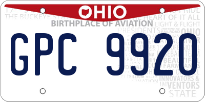 OH license plate GPC9920