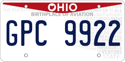 OH license plate GPC9922