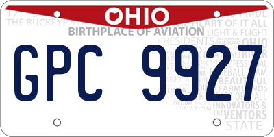 OH license plate GPC9927