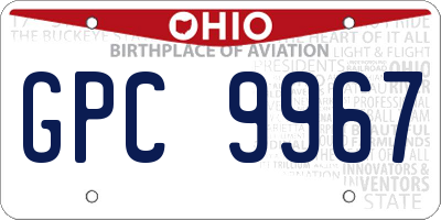 OH license plate GPC9967