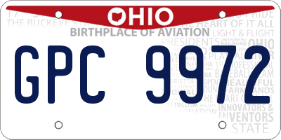 OH license plate GPC9972