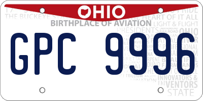 OH license plate GPC9996