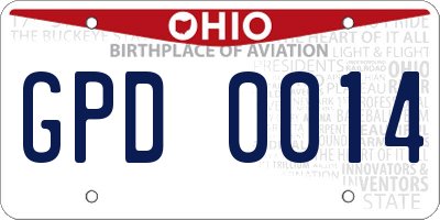 OH license plate GPD0014