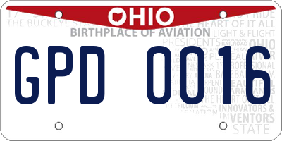 OH license plate GPD0016