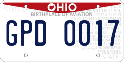 OH license plate GPD0017