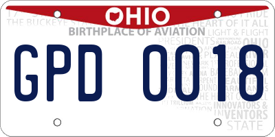 OH license plate GPD0018