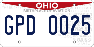 OH license plate GPD0025
