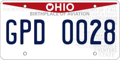 OH license plate GPD0028