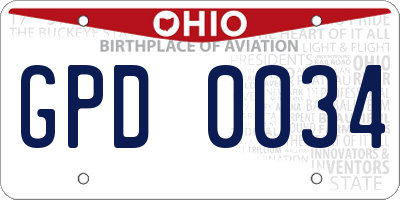 OH license plate GPD0034