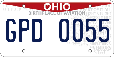 OH license plate GPD0055