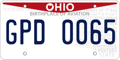 OH license plate GPD0065