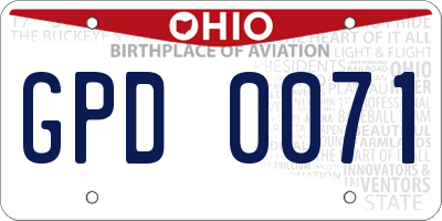 OH license plate GPD0071