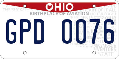 OH license plate GPD0076