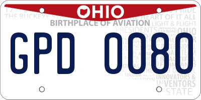 OH license plate GPD0080