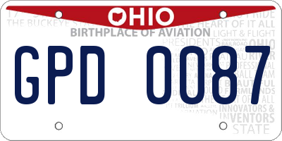 OH license plate GPD0087