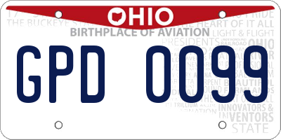 OH license plate GPD0099
