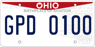 OH license plate GPD0100
