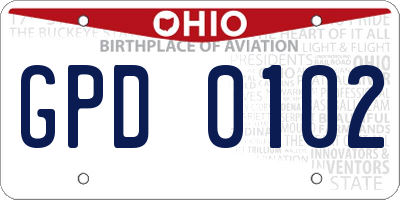 OH license plate GPD0102
