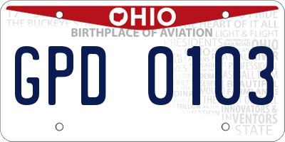 OH license plate GPD0103