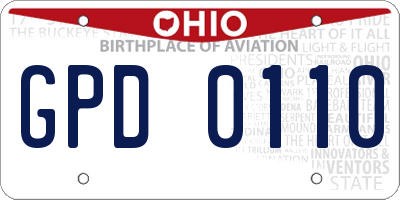 OH license plate GPD0110