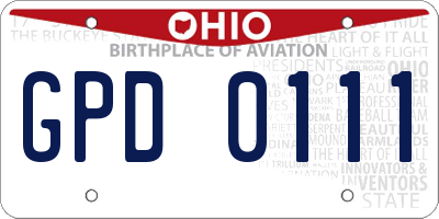 OH license plate GPD0111