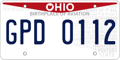 OH license plate GPD0112