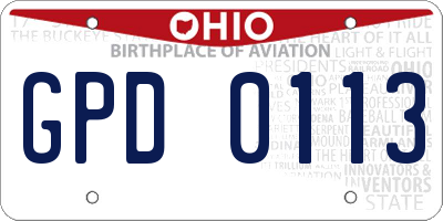 OH license plate GPD0113