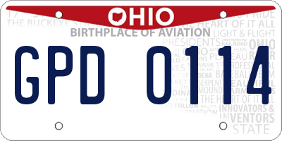 OH license plate GPD0114