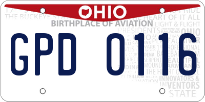 OH license plate GPD0116